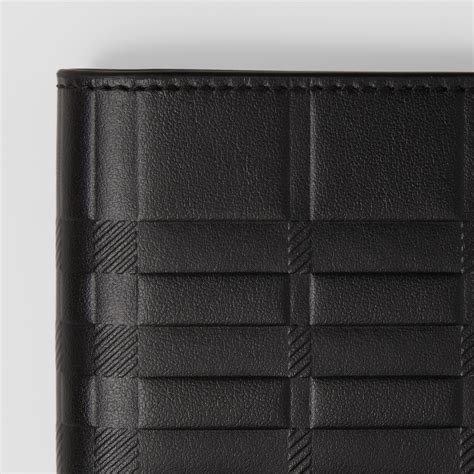 burberry check embossed patent leather wallet|Embossed Check Bifold Wallet in Black .